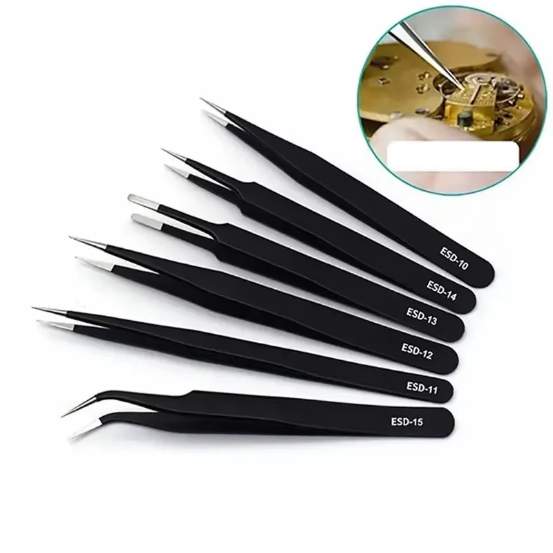 Soldering Iron Kit - 6pcs Precision Long Tweezers Set ESD