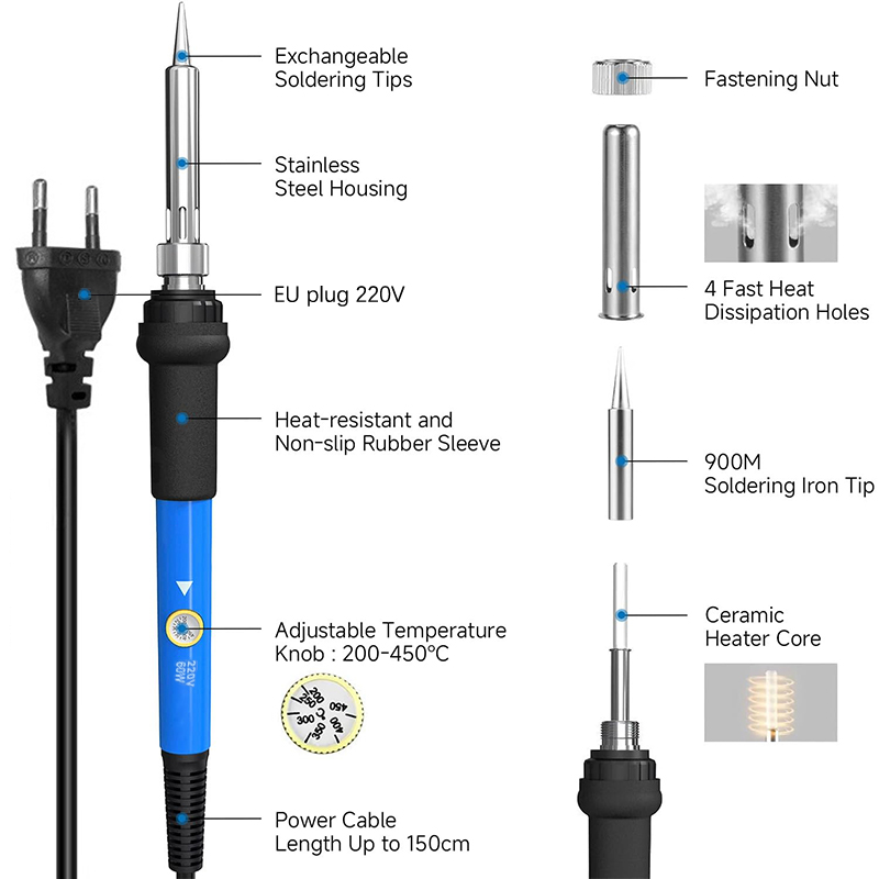 Adjustable Temp 220V 60W Elect - Soldering Iron Kit ulasan dan harga