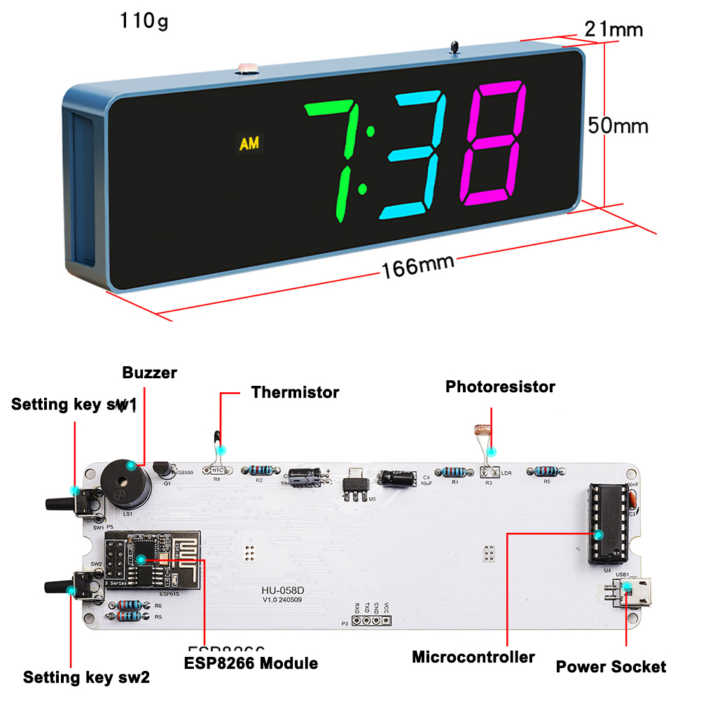 ESP8266 IoT Colorful WiFi Cloc - Useful Diy Electronics ulasan dan harga