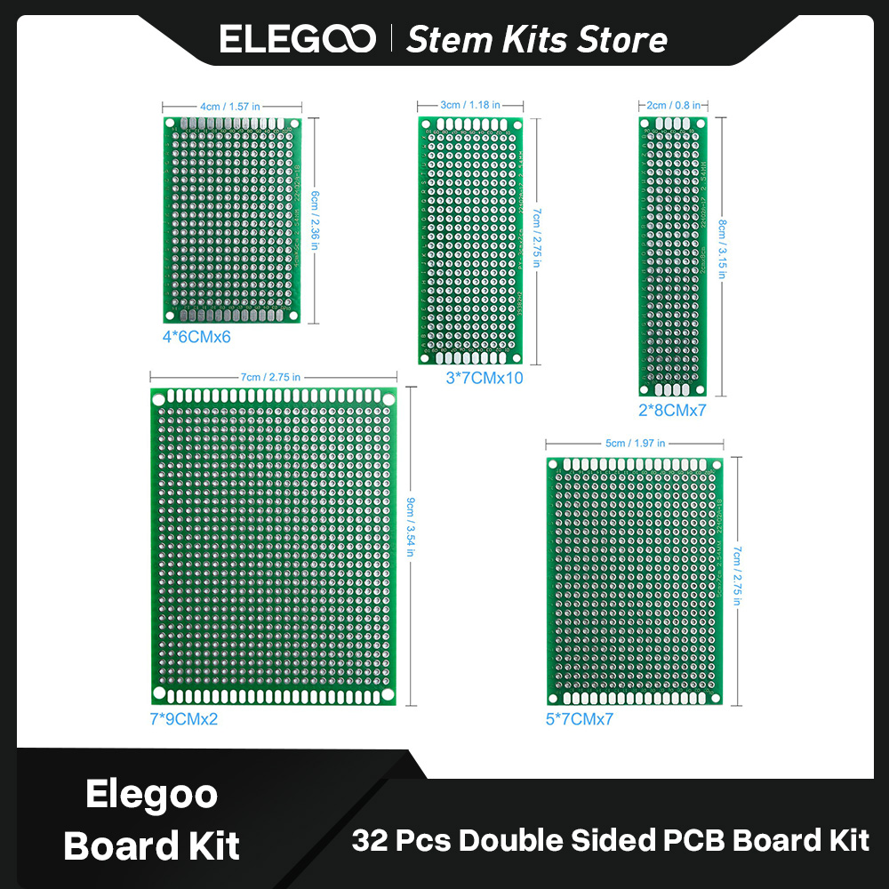 ELEGOO 32 Pcs Double Sided PCB - Pcb Etching Kit ulasan dan harga