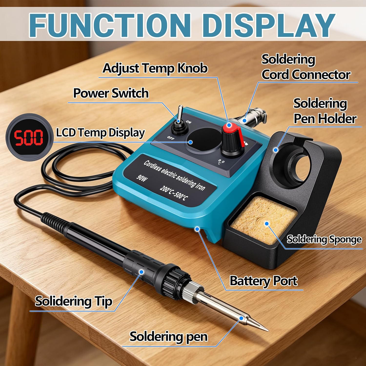 90W LED Digital Cordless Solde - Soldering Iron Kit ulasan dan harga